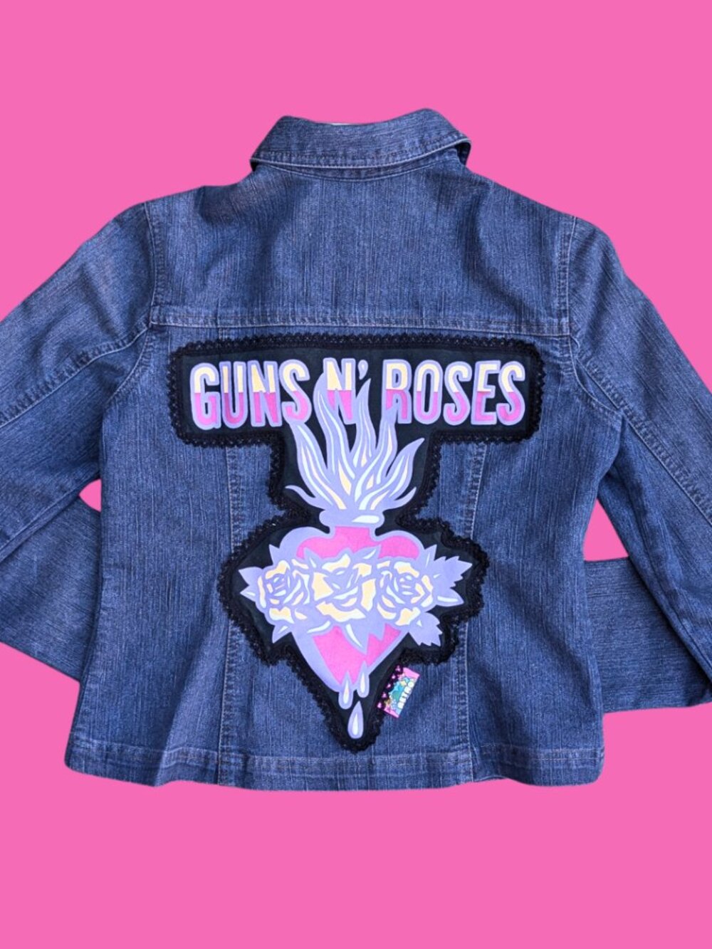 Guns N' Roses Upcycled T-Shirt Denim Jacket Size M for Women